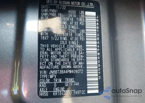 2023 Nissan Rogue Sv Fwd from USA, damaged, VIN JN8BT3BA4PW409072